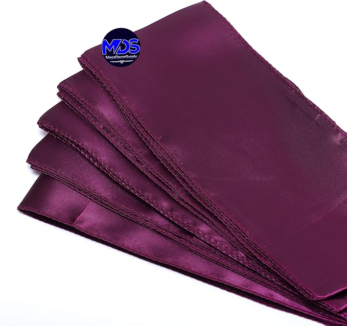 MDS Pack of 75 PCS Satin Chair Sashes Charmeuse Sateen Dining Chair Bows Ribbon Ties Back Sash for Wedding Party Birthday Home Hotel Restaurant Banquet Decoration (7 x 108 Inch, Eggplant)