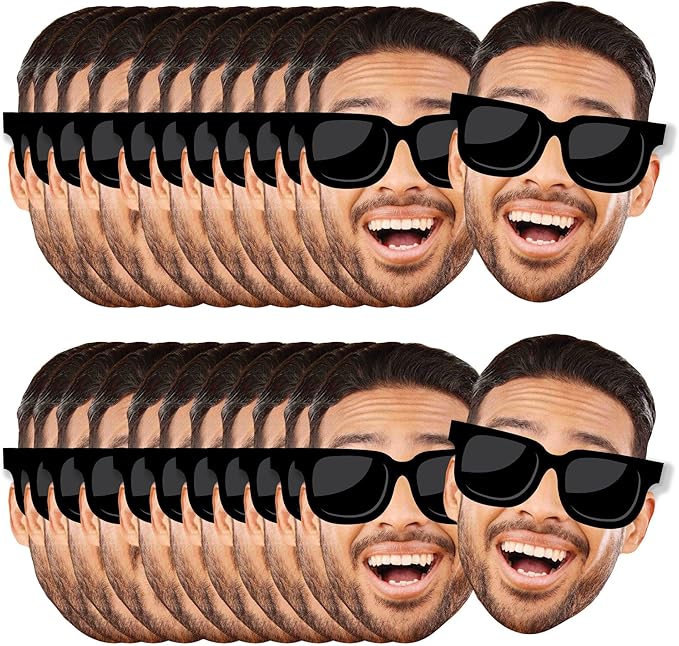 Big Dot of Happiness Custom Photo Sunglasses - Personalized Party DIY Shaped Fun Face Cut-Outs - 24 Count