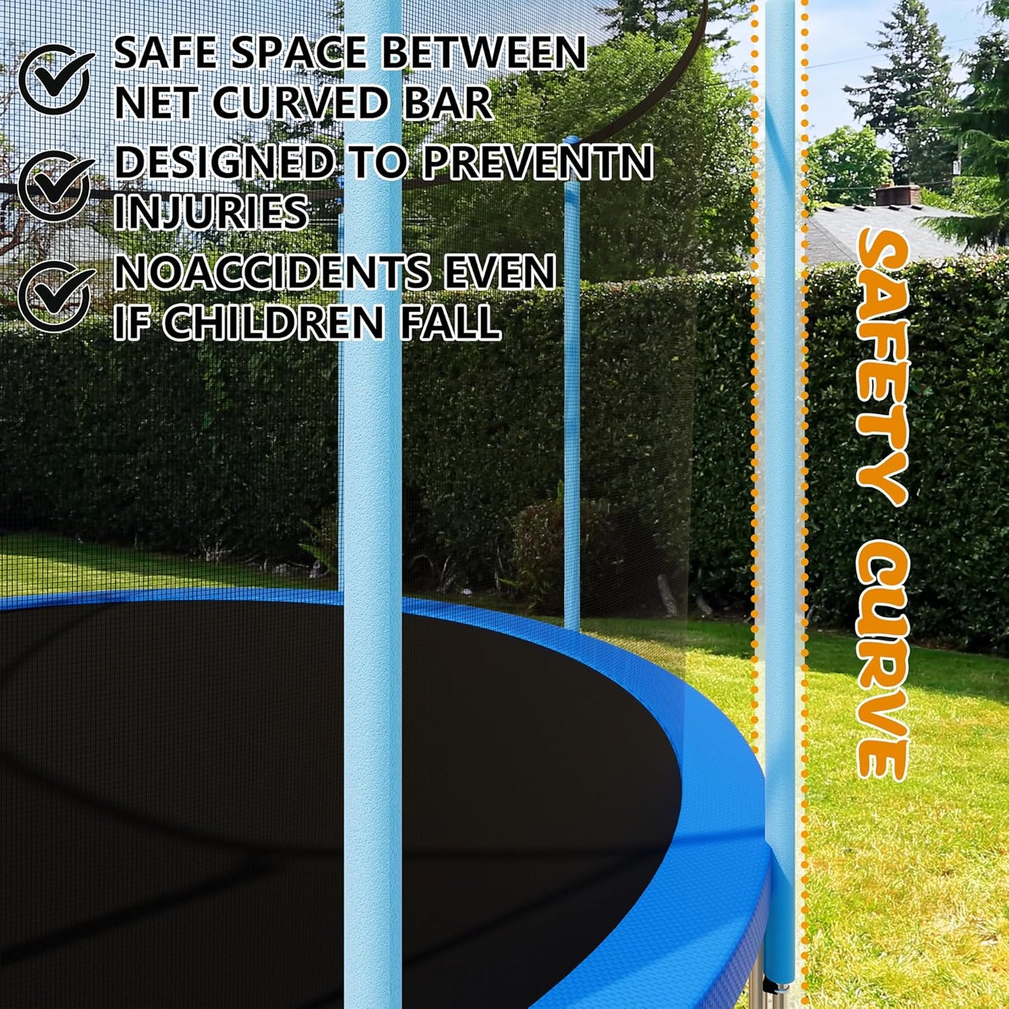 Trampoline with Enclosure - 12FT & 14FT Recreational Trampolines, Ladder, AntiRust Coating, ASTM Approved
