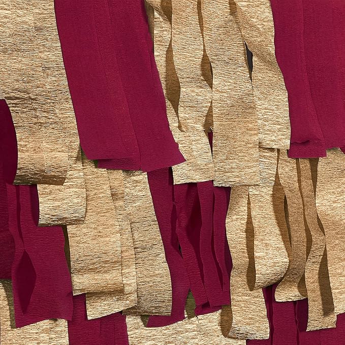 PartyWoo Crepe Paper Streamers 4 Rolls 328ft, Pack of Burgundy and Gold Crepe Paper for Party Decorations, Wedding Decorations, Birthday Decorations, Baby Shower Decorations (1.8 Inch x 82 Ft/Roll)