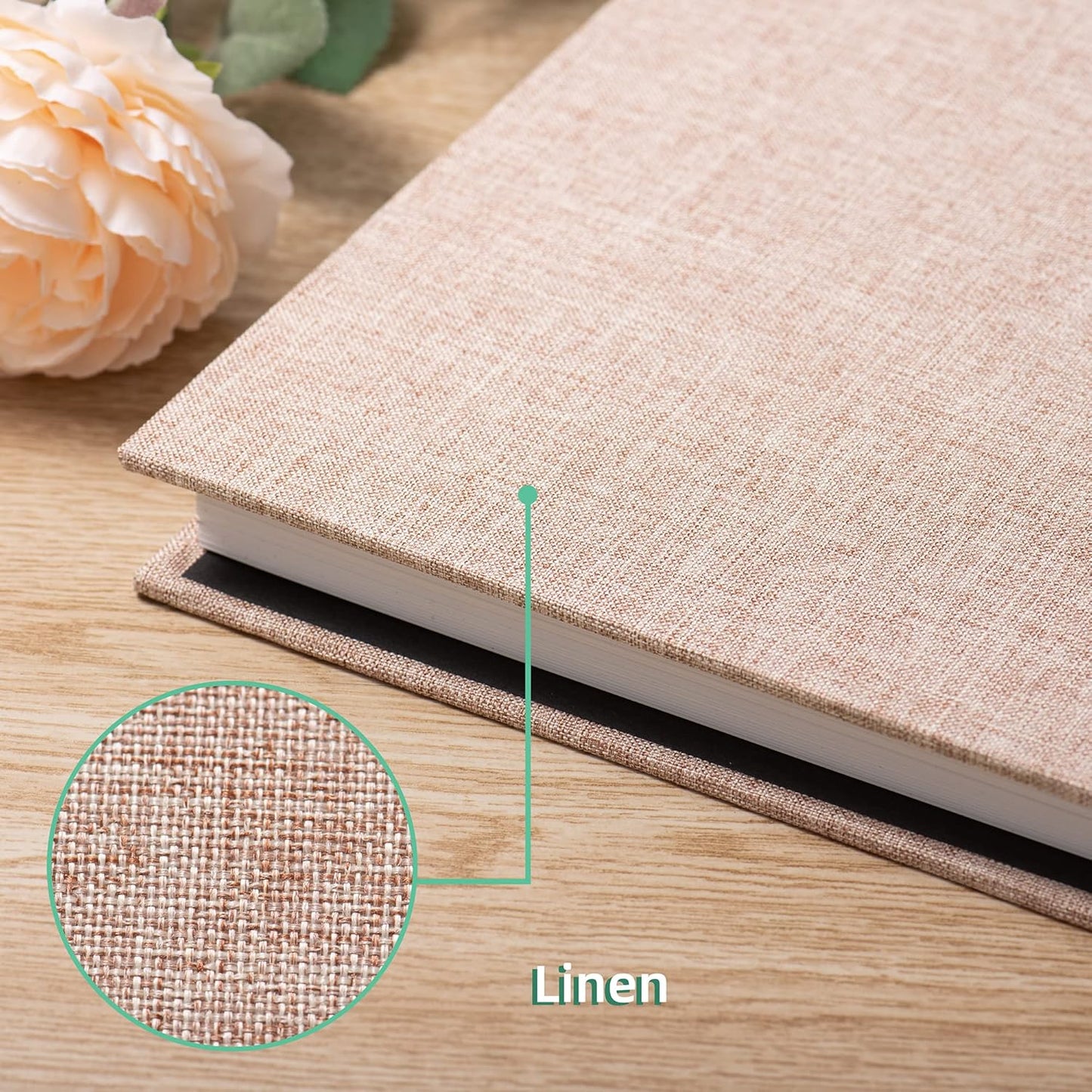 Large Photo Album Self Adhesive Scrapbook Album for 4×6 8×10 Pictures DIY Magnetic Linen Cover Album 40 Pages for Family Wedding Gifts with Metal Pen and Plastic Board