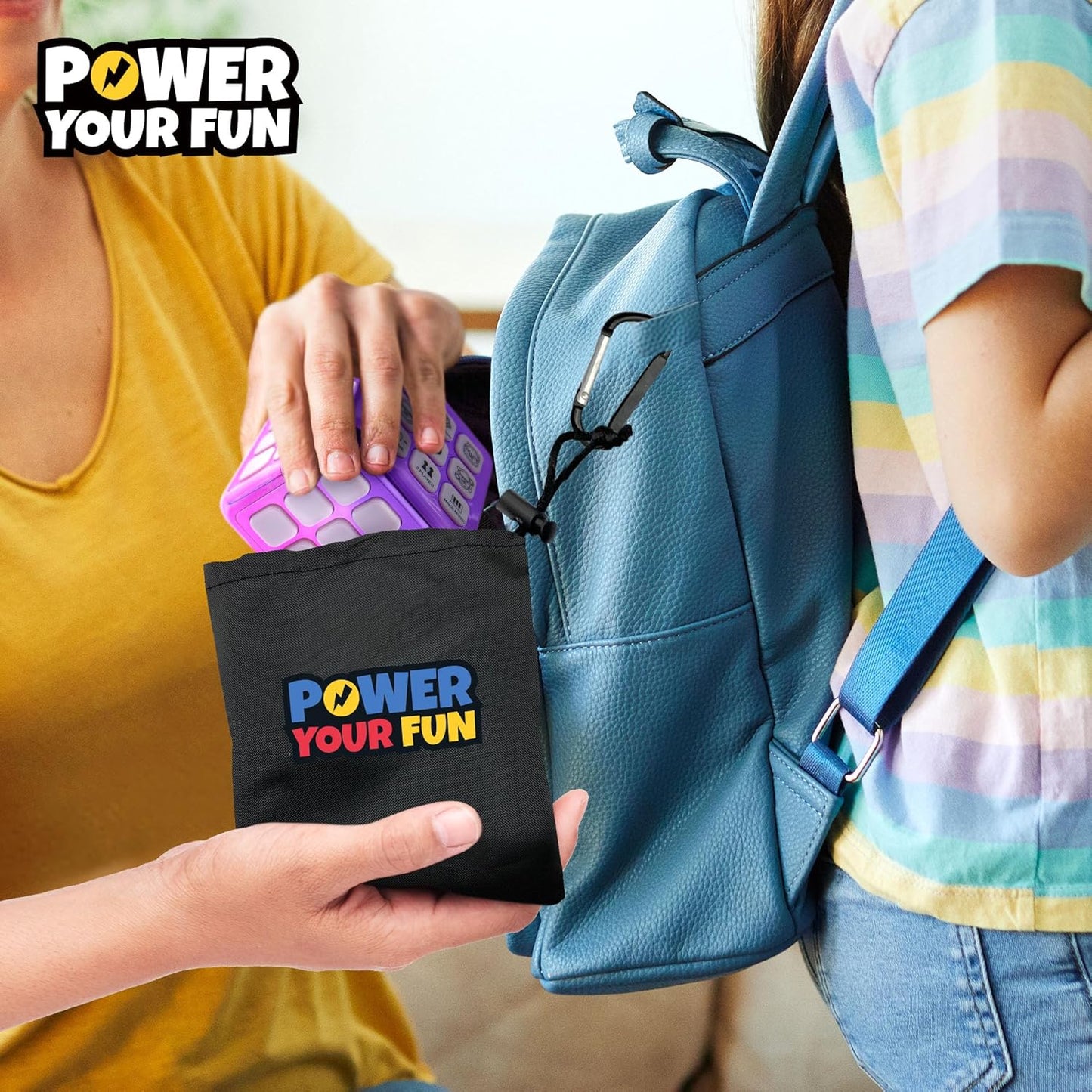 Power Your Fun Cubik LED Flashing Cube Memory Game - Electronic Handheld Game STEM Toy, 5 Brain Memory Games for Kids Brain Play Sensory Toys Puzzle Fidget Toy Light Up Cube (Metallic Pink/Purple)