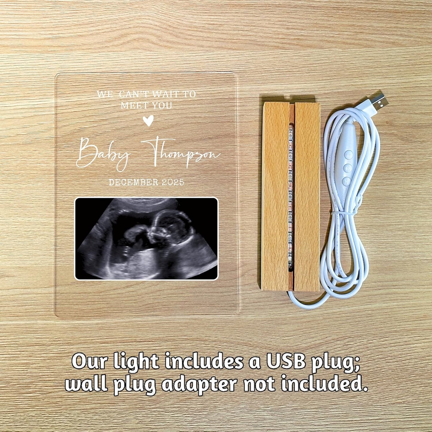 Personalized First Time Parents Gifts for Mom, Custom Ultrasound Picture Frame for Pregnant Announcement, Anniversary Mothers Day Gifts for Mom from Kids, Customized Acrylic Plaque Night Light