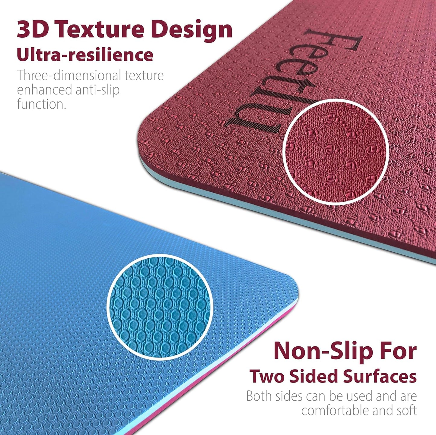 Extra Thick Exercise Yoga Mat with Strap - 2/5 Inch (10MM), Non-Slip Workout Mat for Yoga, Pilates, and Floor Exercises