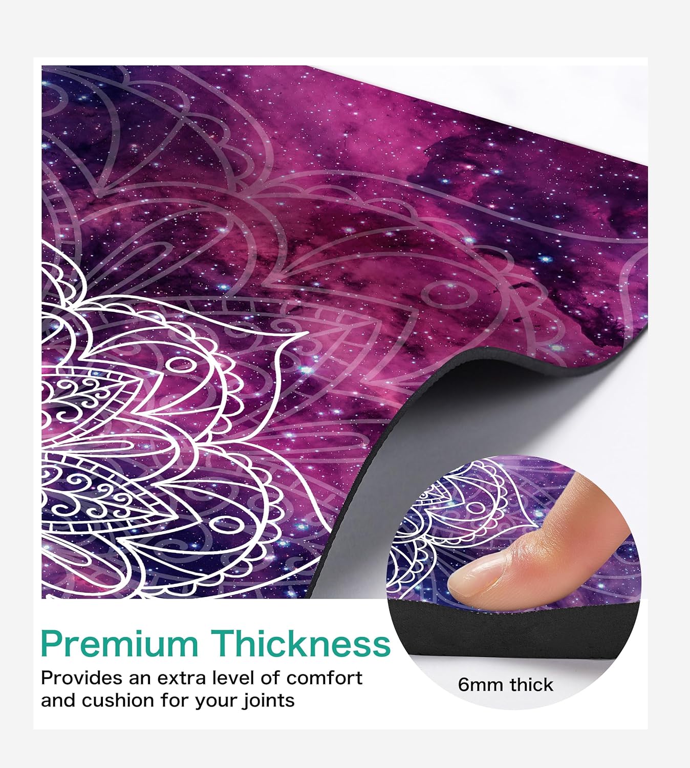 Non Slip Yoga Mat TPE Workout Mat for Men Women, Thick Workout Mat with Carrying Strap, Fitness Mats for Exercise, Yoga, Fitness, Pilates, Floor Workouts (72" x 24" x 6mm)