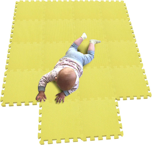 MQIAOHAM® 18 Pieces Puzzle Play Mats, Soft Baby Play Mat, Kids Interlocking Foam Floor Tiles, Toddlers Carpet Playmats G301018-105