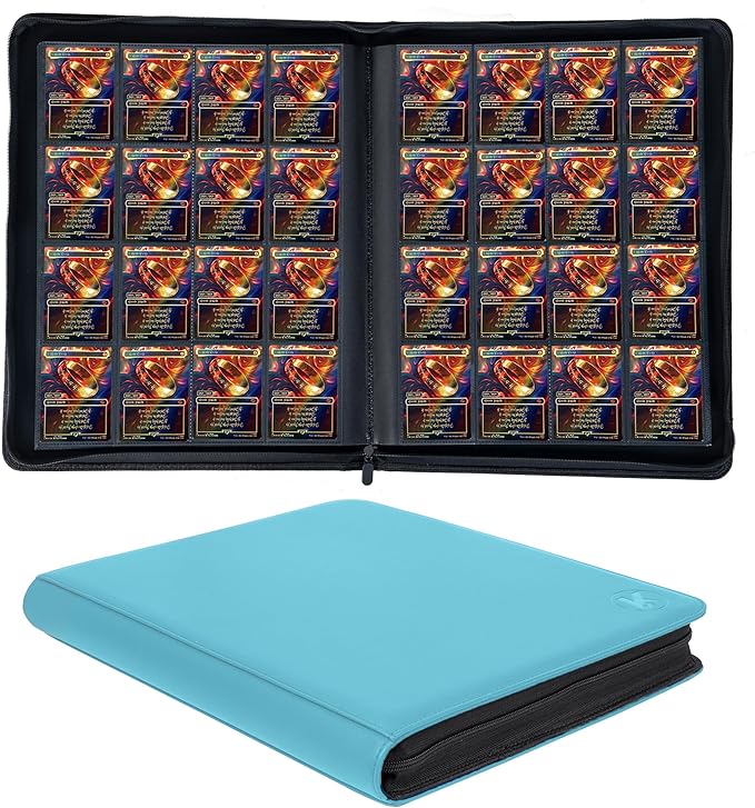 1000+ Pockets Trading Card Binder, 16-Pocket Card Ablum Compatible with MTG,Sports Cards & Other Standard Size Trading Cards (LIGHT BLUE)