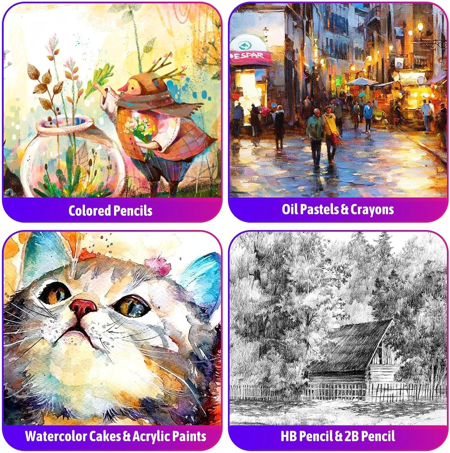 Art Supplies, iBayam 195 Pack Art Set Drawing Kit for Kids Teens Girls Boys Adult, Arts and Crafts Painting Kit, Art Kits Paint Set with Acrylic Pad, Sketchbooks, Watercolor Pad, Canvases, Gift Box