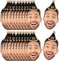 Big Dot of Happiness Custom Photo Adult Happy Birthday - Black & Gold Personalized Birthday Party DIY Paper Shaped Fun Face Cut-Outs - 24 Count