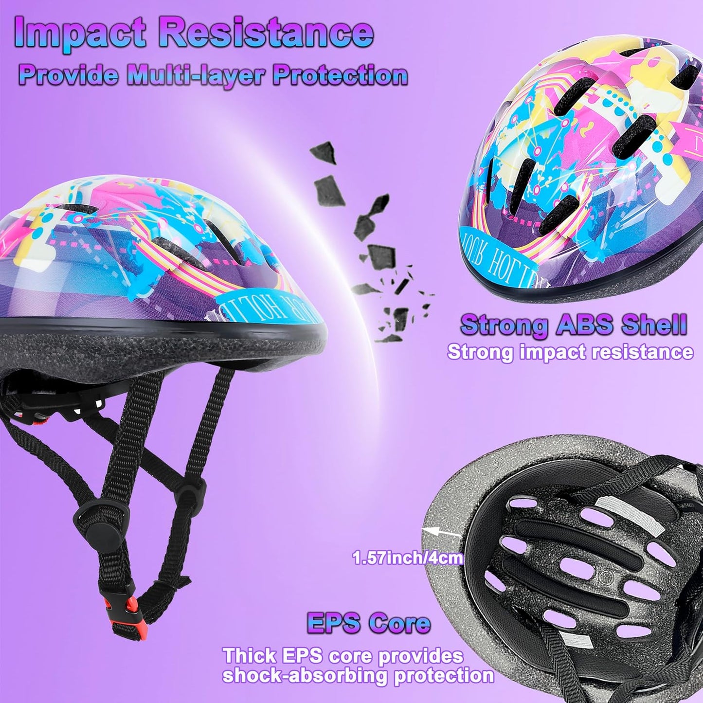 Kids Helmet Adjustable for Kids Ages 3-8 Years Old Boys Girls, Toddler Helmet with Protective Sports Gear Set Knee Elbow Pads Wrist Guards for Cycling Skateboard Scooter