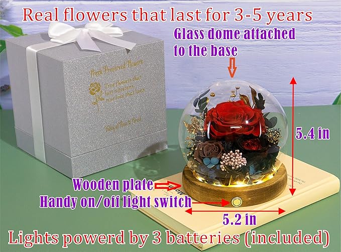Valley of Rain & Forest Long-Lasting Real Flowers, Unique Floral Gift For you to send Love for All Occasions, for Indoor Decoration (Red Rose, Brown Rose, Black-Red Austin Rose)