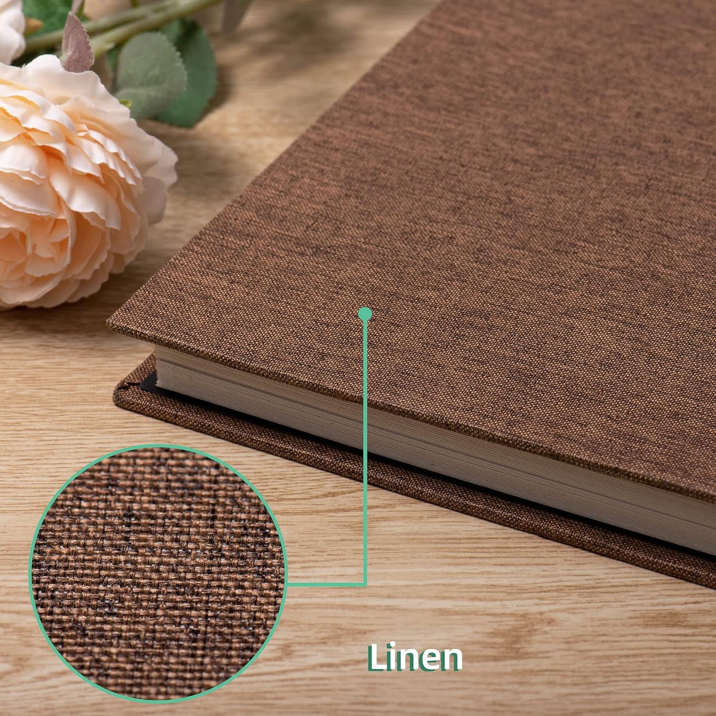 Large Photo Album Self Adhesive Scrapbook Album for 4×6 5×7 8×10 Pictures DIY Magnetic Linen Cover Album 40 Pages for Family Wedding Gifts with Metal Pen and Plastic Board