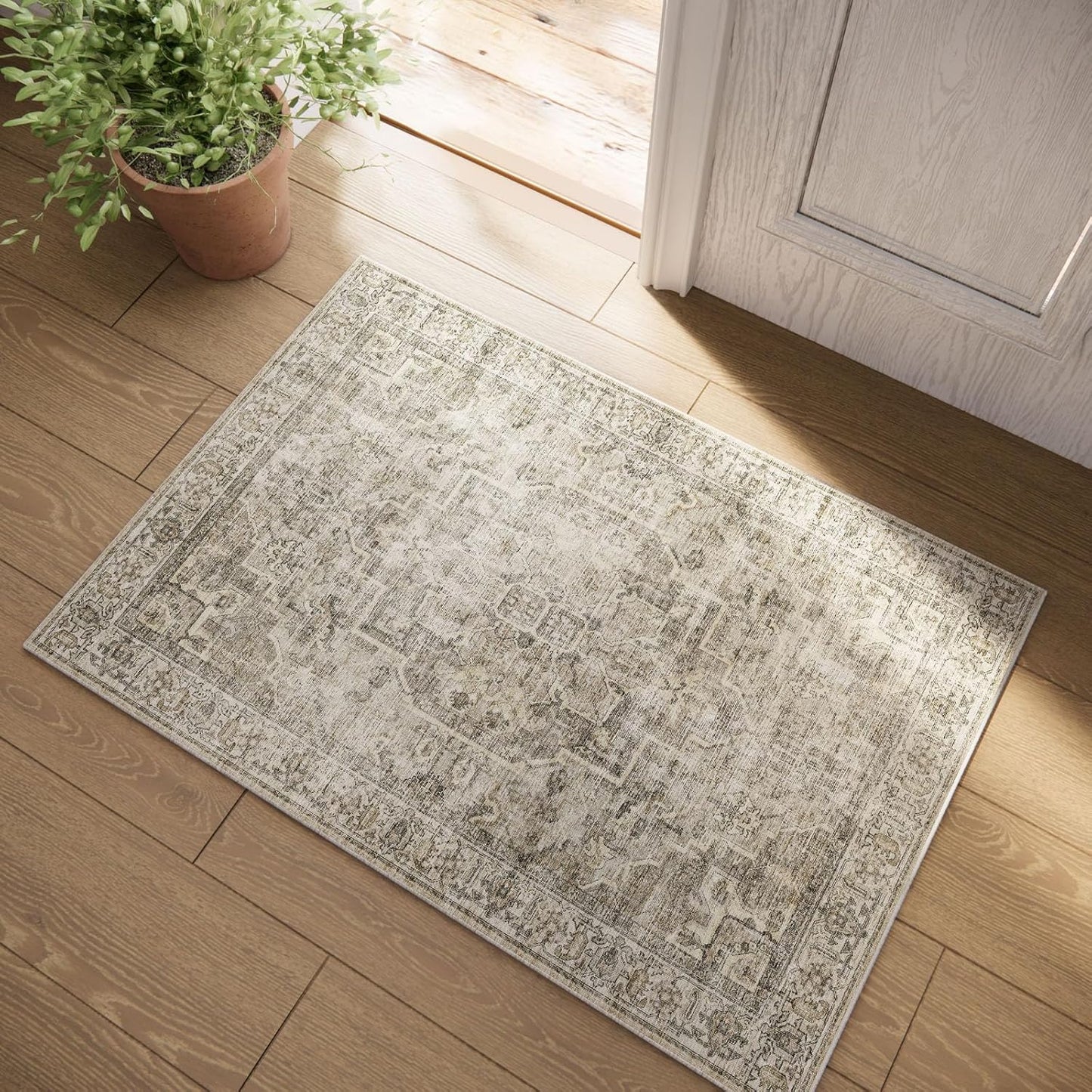 Machine Washable Throw Rugs for Entryway: Door Mat Indoor Entrance 2x3 Small Rug Stain Resistant Non-Slip Low Pile Soft Carpet for Kitchen Front Door Indoor Entry Bathroom Bedroom