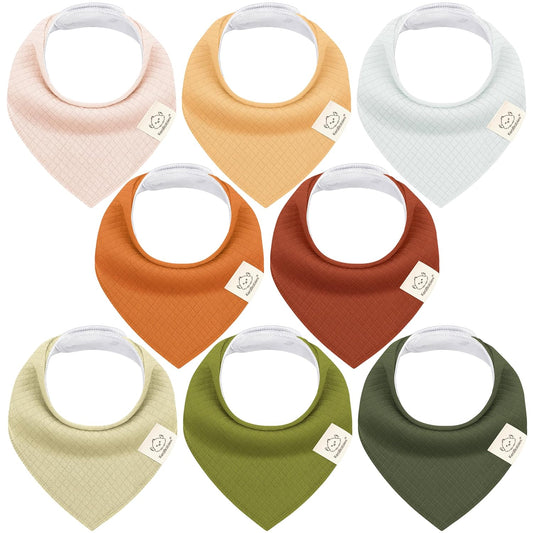 KeaBabies 8-Pack Bandana Bibs for Baby Girls, Boys - Organic Cotton Baby Bibs for Drooling & Teething Newborn, Toddler, Infant 0-36 Months, Extra Soft, Absorbent Cloth with Snaps (Sahara)