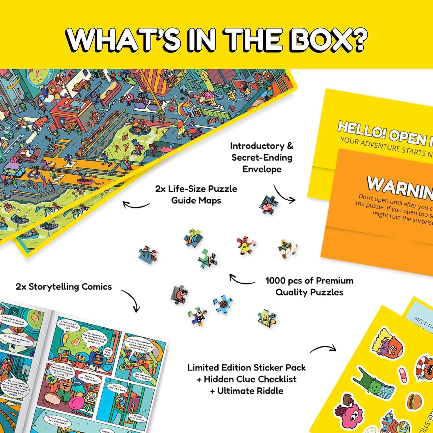 Jigsaw Puzzles 1000 Pieces - Magic Mystery Story Secret Ending Puzzle - Perfect Game Night for Adults & Kids - Funny Space Cartoon Theme (AstroGastro)