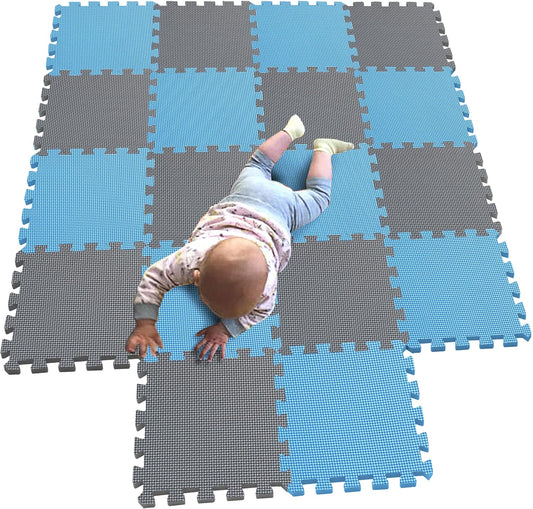 MQIAOHAM® 18 Pieces Puzzle Play Mats, Soft Baby Play Mat, Kids Interlocking Foam Floor Tiles, Toddlers Carpet Playmats G301018-107112