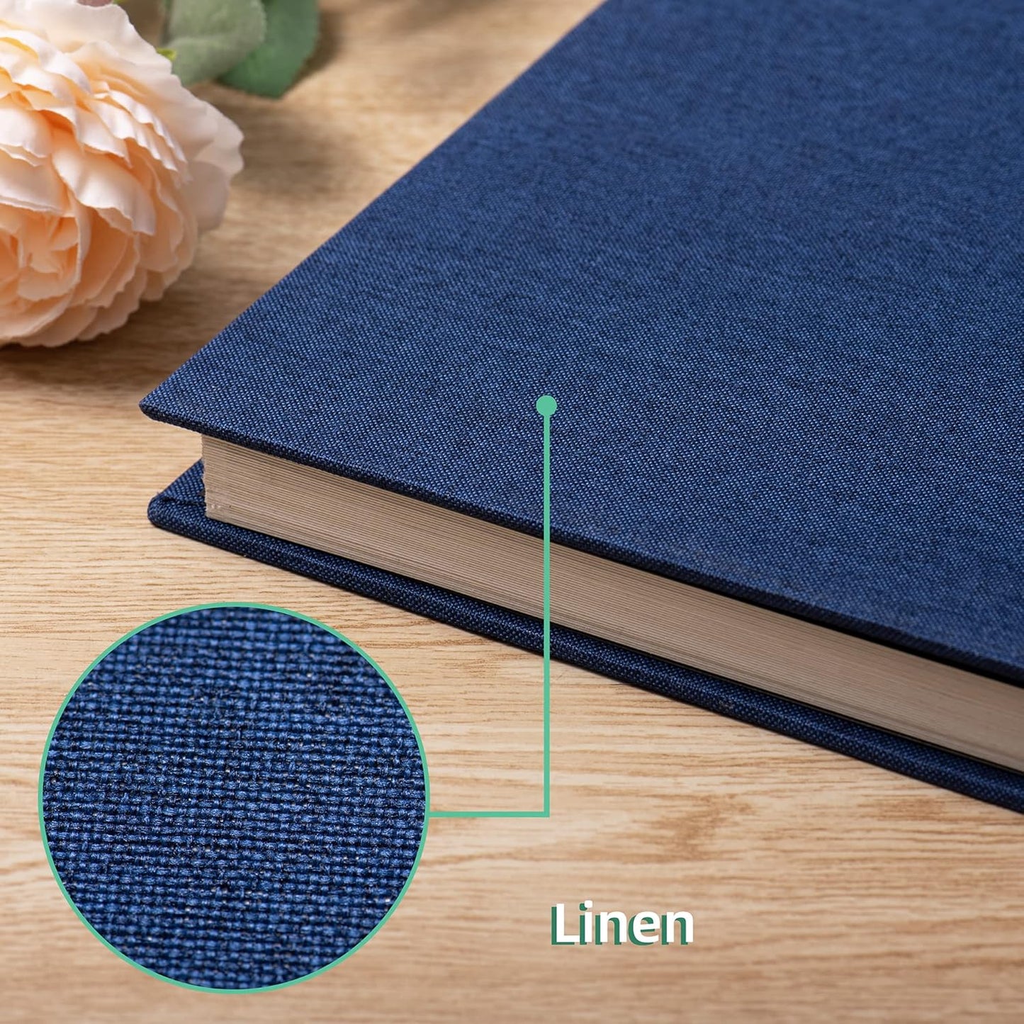 Large Photo Album Self Adhesive Scrapbook Album for 4×6 5×7 8×10 Pictures DIY Magnetic Linen Cover Album 40 Pages for Family Wedding Gifts with Metal Pen and Plastic Board Dark Blue