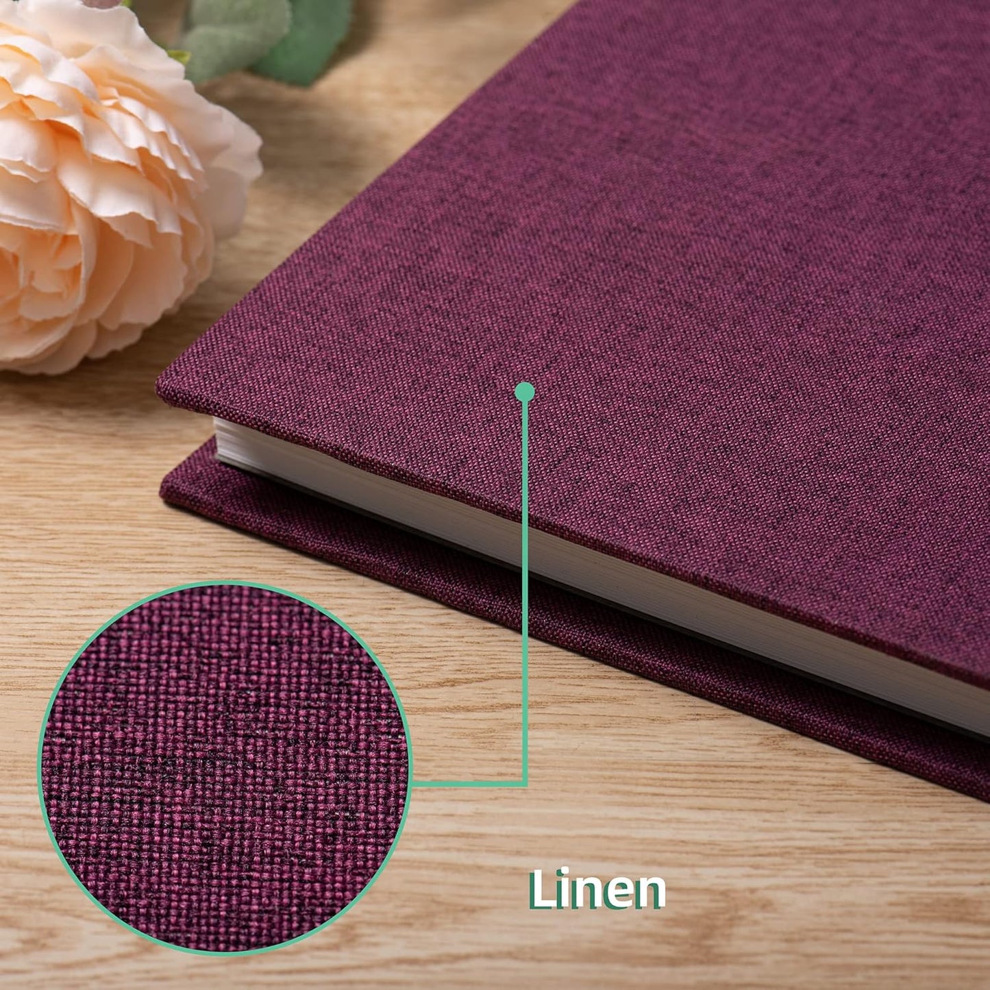 Large Photo Album Self Adhesive Scrapbook Album for 4×6 8×10 Pictures DIY Magnetic Linen Cover Album 40 Pages for Family Wedding Gifts with Metal Pen and Plastic Board