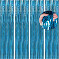 BTSD-home Aquamarine Foil Fringe Curtain, Metallic Photo Booth Backdrop Tinsel Door Curtains for Wedding Birthday Bridal Shower Baby Shower Bachelorette Christmas Party Decorations(4 Pack, 8ft x 3ft)
