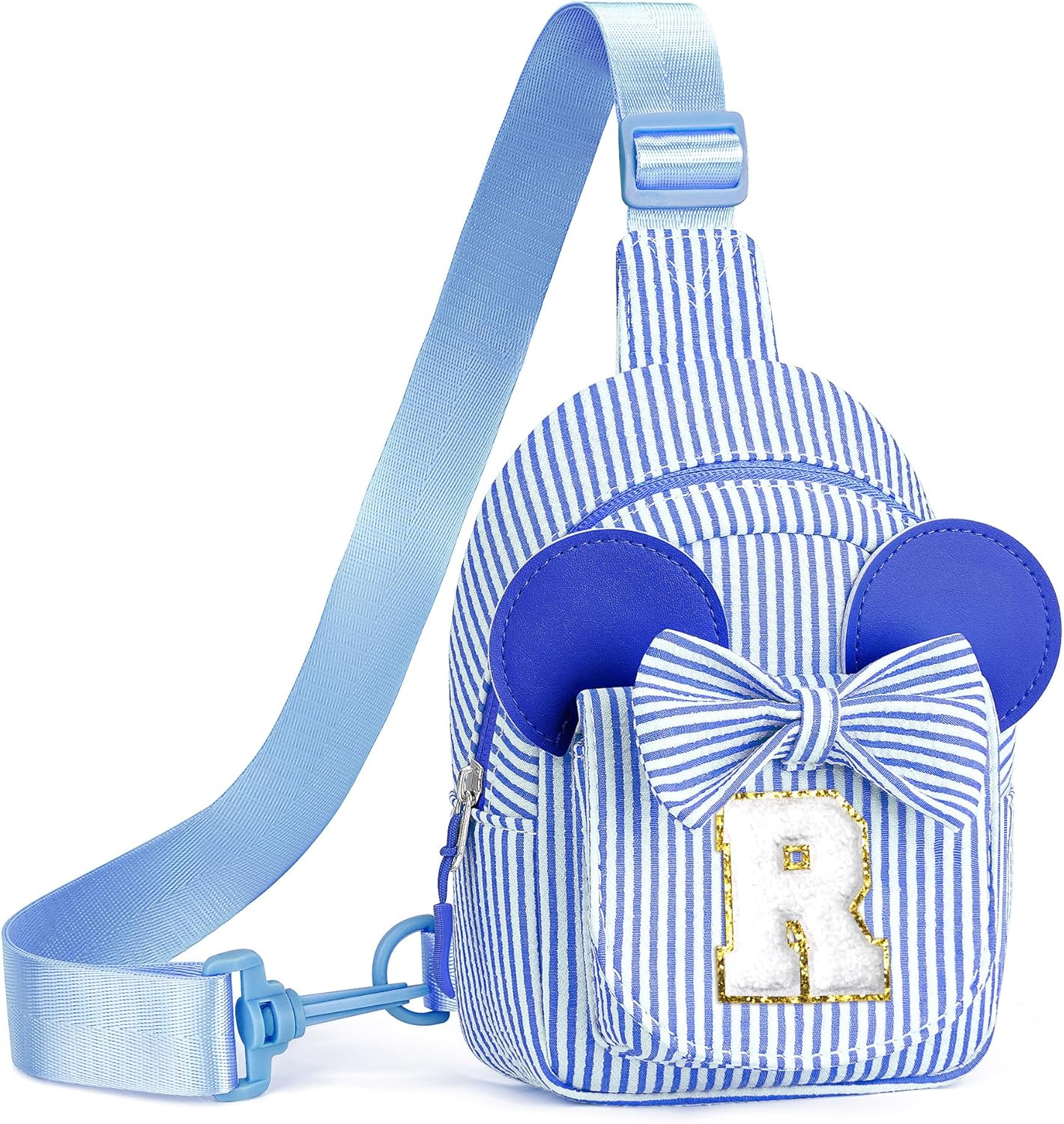 Birthday Gifts for Girls, Sling Bags for Girl Kid Travel, Birthday Gifts for 3 4 5 6 7 8 9 Year Old Girls Small Initial Blue Cross Body Sling Bag for Daughter Gift (Blue R)