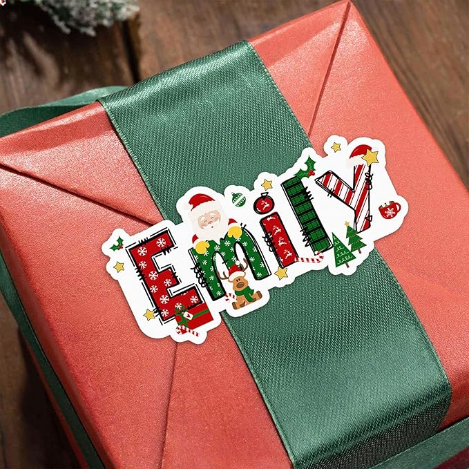 Personalized Christmas Stickers Custom Santa Claus Name Stickers Label for Gifts Box Package Envelope Seals Cards Christmas Gifts Tag for Family Kids A Sheet