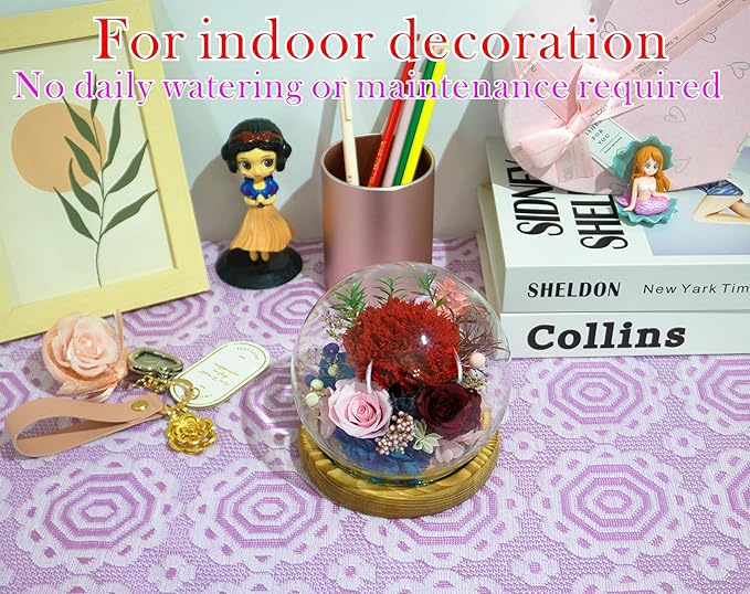 Valley of Rain & Forest Long-Lasting Real Flowers, Unique Floral Gift For you to send Love for All Occasions, for Indoor Decoration (Red Carnation, Pink Rose, Wine-Red Rose)