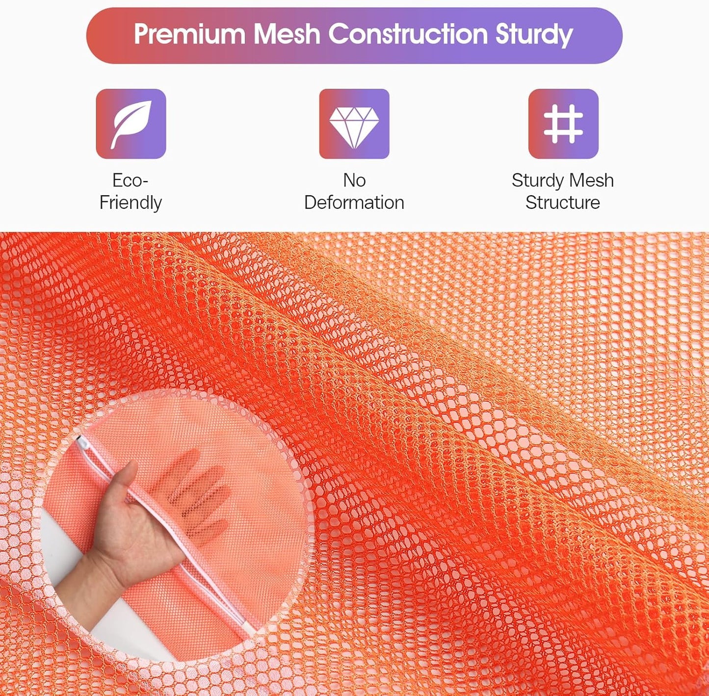 5Pcs Sturdy Mesh Laundry Bags for Delicates, Lingerie, Bras, Travel and Organzie - 5 Color(14x20 Inch)