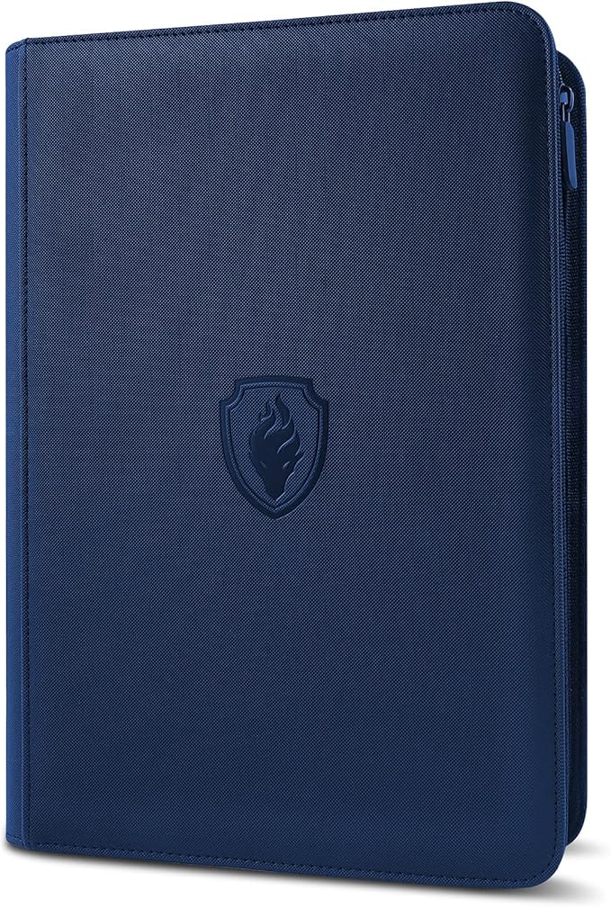 360 9 Pocket Zipper Binder - Premium PU Cover Zip Binder for Trading Cards, MTG, TCG, Sports Cards, Navy Blue