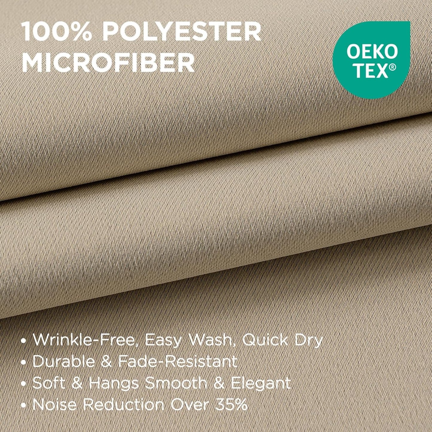 Joydeco Blackout Curtains 90 Inch Length 2 Panels Set, Thermal Insulated Long Curtains& Drapes 2 Burg, Room Darkening Grommet Drapes for Living Room Bedroom Window (W52 x L90 Inch, Light Beige)