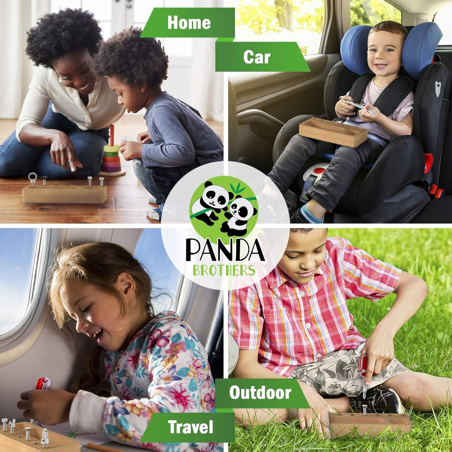 Panda Brothers Montessori Screwdriver Board Set - Wooden Montessori Toys for 4 Year Old Kids and Toddlers, Sensory Bin, Fine Motor Skills, STEM Toys