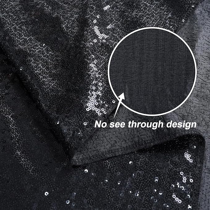 Juya Delight Black Sequin Backdrop, 10FTx10FT NO See-Through Photobooth Backdrop Curtains for Birthday, Party, Wedding Decoration