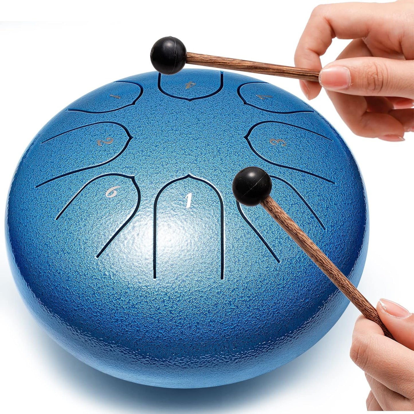 Steel Tongue Drum Percussion, 6 Inch 8 Notes Musical Instruments, Music Gifts for Family Friends (Seablue)