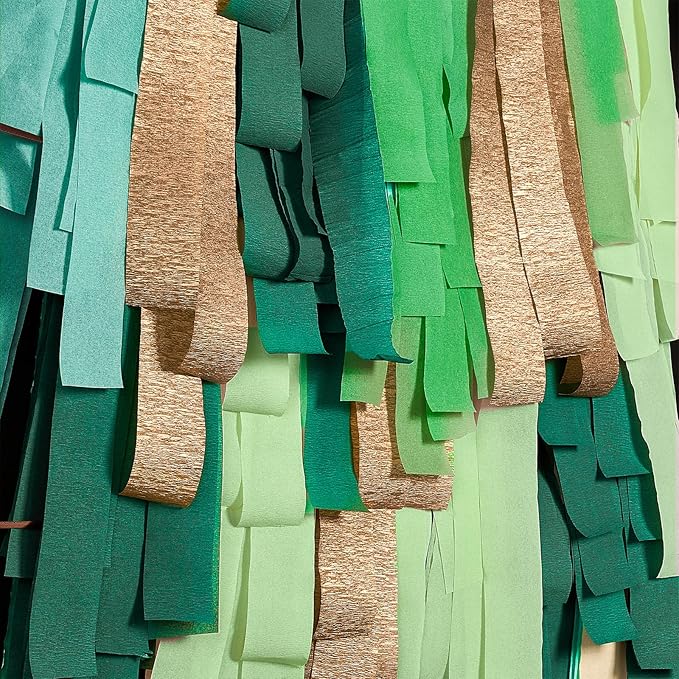 PartyWoo Green Crepe Paper Streamers 4 Rolls 328 ft Pack of Dark Light Pastel Lime Green Crepe Paper for Graduation Christmas Jungle Birthday Anniversary Party Decorations (1.8 Inch x 82 Ft/Roll)