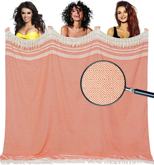 Oversized Turkish Beach Towel Blanket Cotton Giant XL Sandproof Towels Huge Linen XXL Extra Large Big Throw Quilt Blankets for Adults Cloud Travel Camping Glamping Accessories Essentials