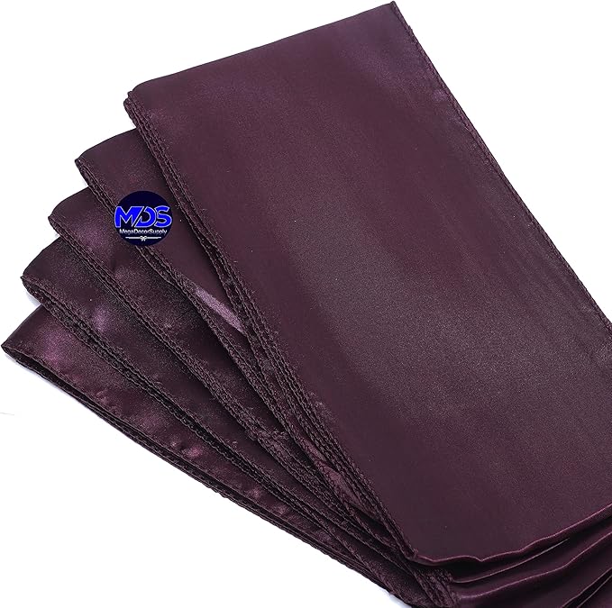 MDS Pack of 75 PCS Satin Chair Sashes Charmeuse Sateen Dining Chair Bows Ribbon Ties Back Sash for Wedding Party Birthday Home Hotel Restaurant Banquet Decoration (7 x 108 Inch, Plum)