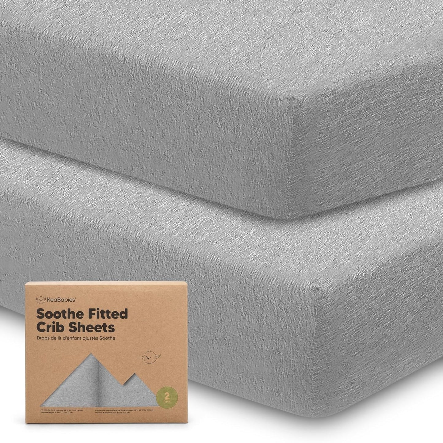 KeaBabies 2-Pack Organic Crib Sheets for Boys, Girls - 52x28 Fitted Crib Mattress Sheet Neutral, Breathable Jersey Cotton Cover for Baby Bed, Toddler Mattress, Soft & Cute Prints (Storm)