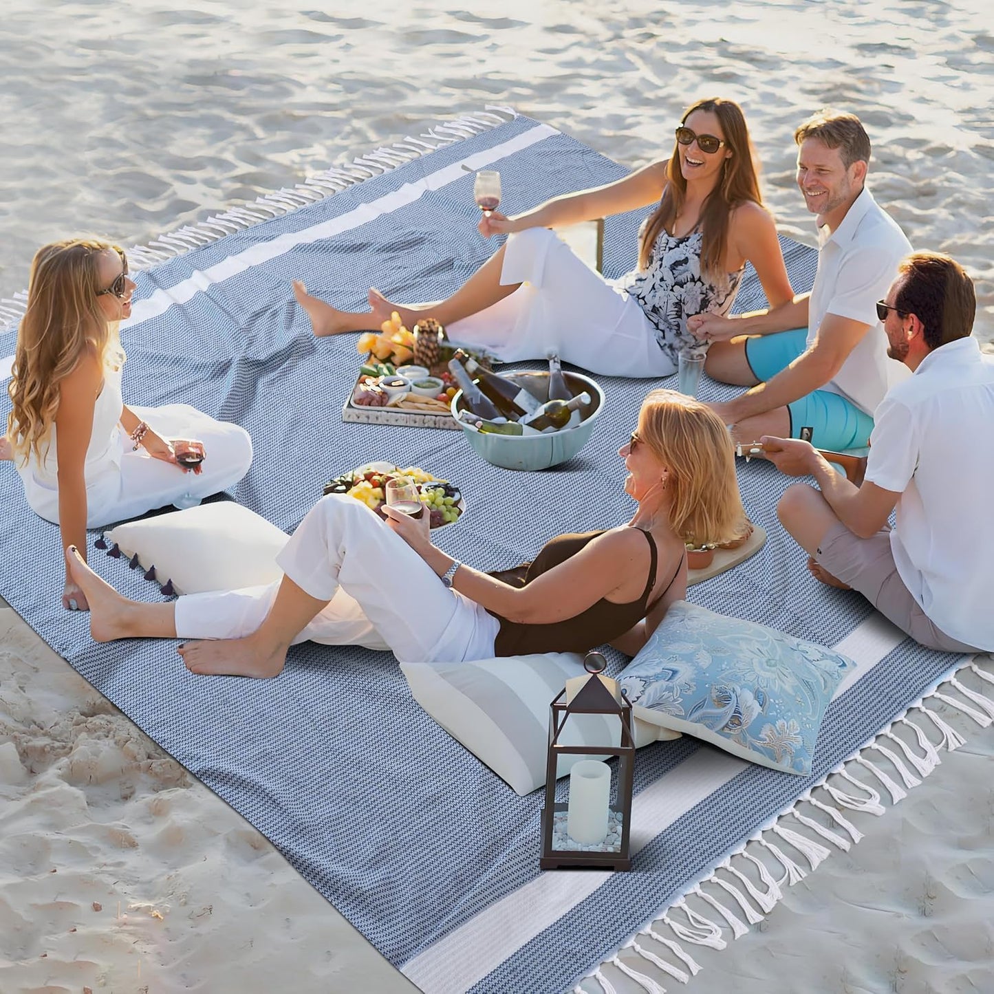 Oversized Camping Blanket Throw Blanket Turkish Beach Towel Picnic Car Essentials Lightweight Compact Roadtrip Gadgets Motorhome Rv Accessories Glamping Tent Gear Must Haves Hiker Equipment Supplies