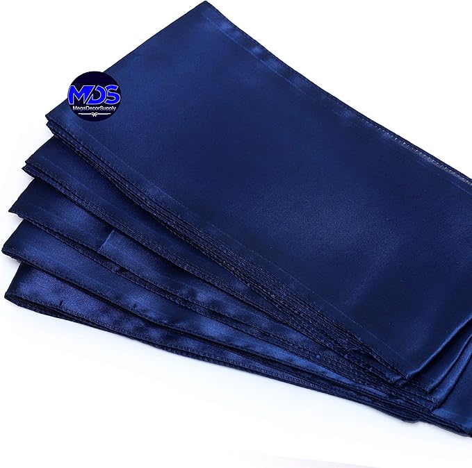 MDS Pack of 75 PCS Satin Chair Sashes Charmeuse Sateen Dining Chair Bows Ribbon Ties Back Sash for Wedding Party Birthday Home Hotel Restaurant Banquet Decoration (7 x 108 Inch, Navy Blue)