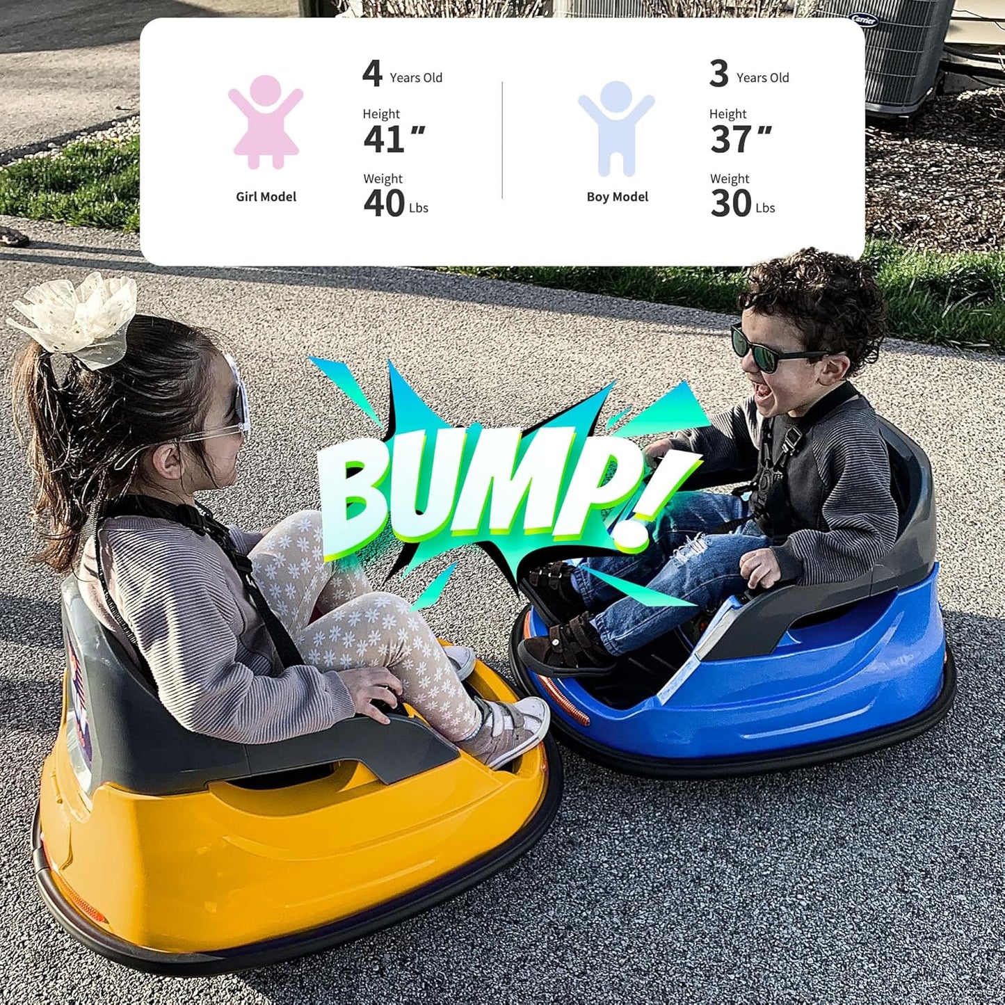 12V Kids Bumper Car, Electric Baby Bumper Car for Toddlers with Remote Control, 3 Speeds - Yellow