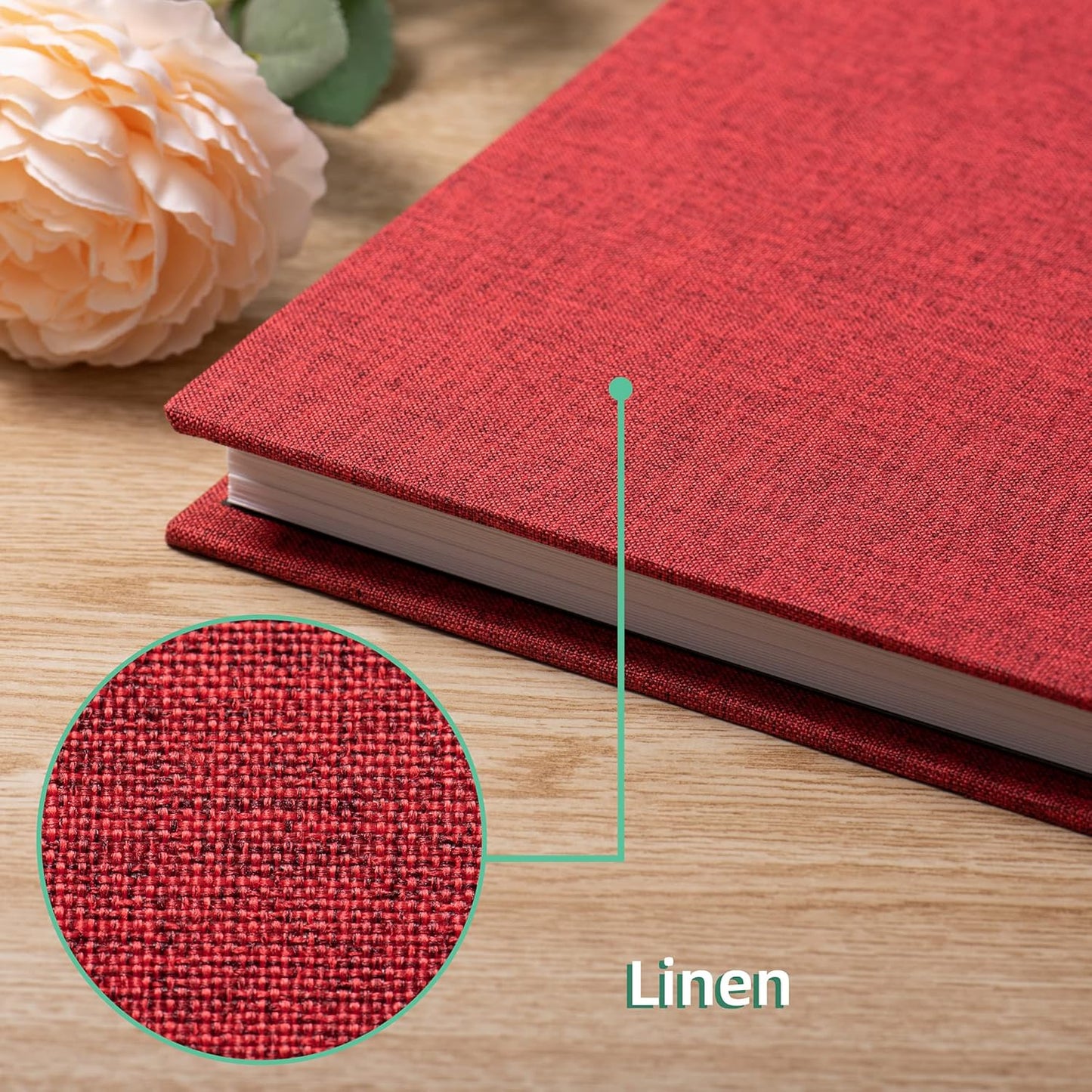 Large Photo Album Self Adhesive Scrapbook Album for 4×6 8×10 Pictures DIY Magnetic Linen Cover Album 60 Pages for Family Wedding Gifts with Metal Pen and Plastic Board