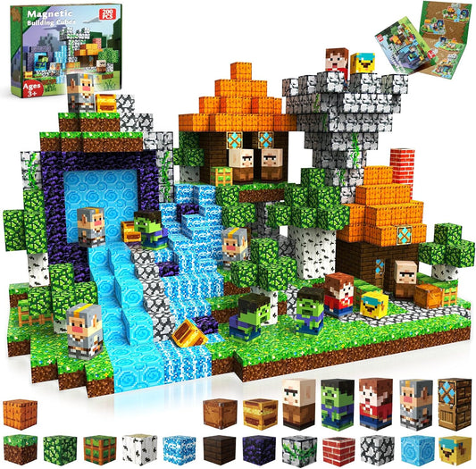 Goody King 200 Pcs Magnetic Blocks Set, STEM Sensory Magnet Toys for Kids Age 3+, Montessori Learning Toy Building Set for Toddlers, Magnetic Cubes Construction Kit Birthday Gift for Boys Girls Kids