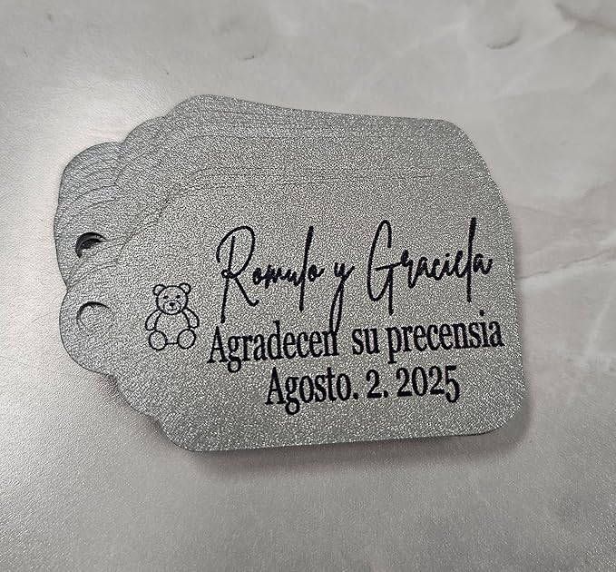 Mi Bautizo Baptism Christening Personalized Thank You Tags 20 pcs - More Colors Available (silver shimmer)