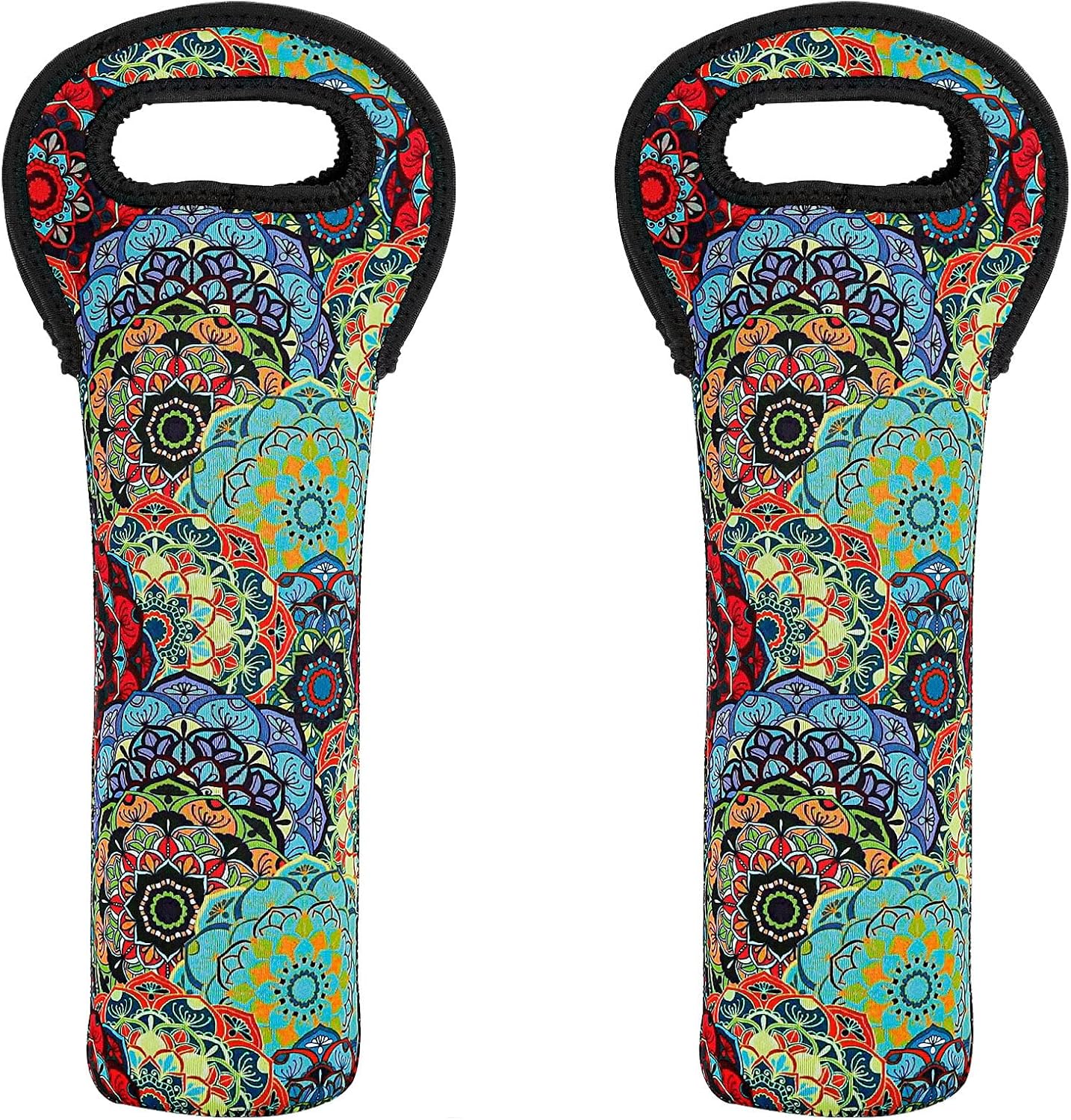 Wine Bag, Wine Carrier Tote Bag, Wine Bottle Protector, Insulated Neoprene Hand Bag, Wine Bags for Wine Bottles Gifts, Wine Bottle Holder for Travel with Secure Carry Handle (2 Pack)