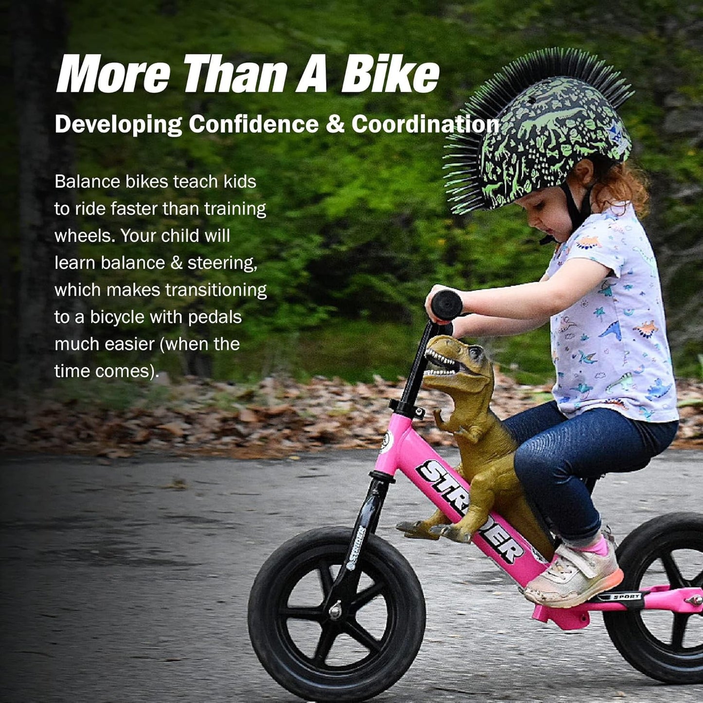 Strider 12” Sport Bike - No Pedal Balance Bicycle for Kids 1 to 4 Years - Includes Safety Pad, Padded Seat, Mini Grips & Flat-Free Tires - Tool-Free Assembly & Adjustments