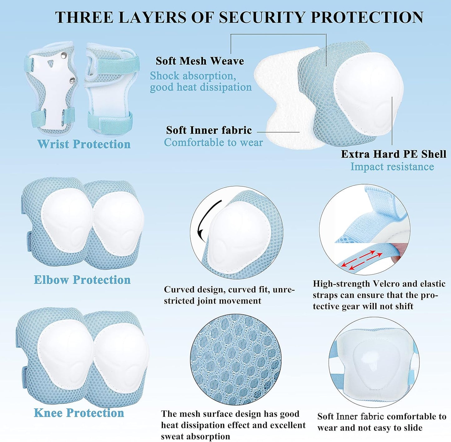 Kids Helmet Adjustable for Kids Ages 3-8 Years Old Boys Girls, Toddler Helmet with Protective Sports Gear Set Knee Elbow Pads Wrist Guards for Cycling Skateboard Scooter