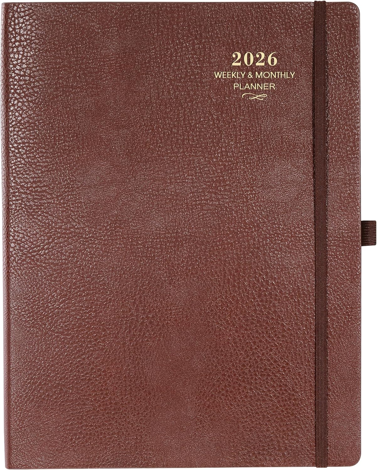 2026 Planner - JAN 2026 - DEC 2026, Planner 2026, Weekly and Monthly Planner, Leather Cover Calendar Planner with Thick Paper, Back Pocket with Notes Pages, Brown (8.5" x 11")