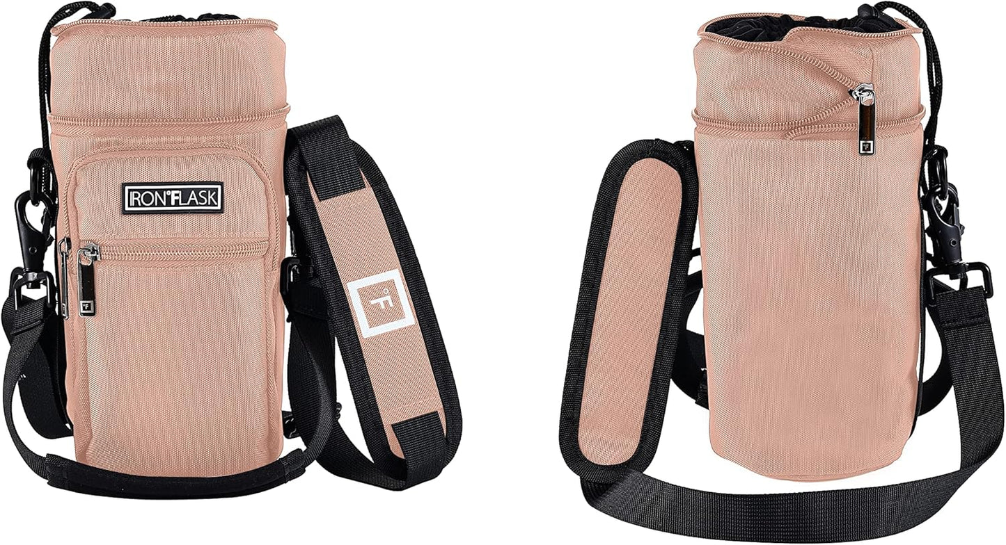 IRON °FLASK Carrier, Holder, Sleeve - Fits Insulated Stainless Steel Sports Water Bottle, Adjustable Shoulder Strap, Holder Bag Case Pouch Cover