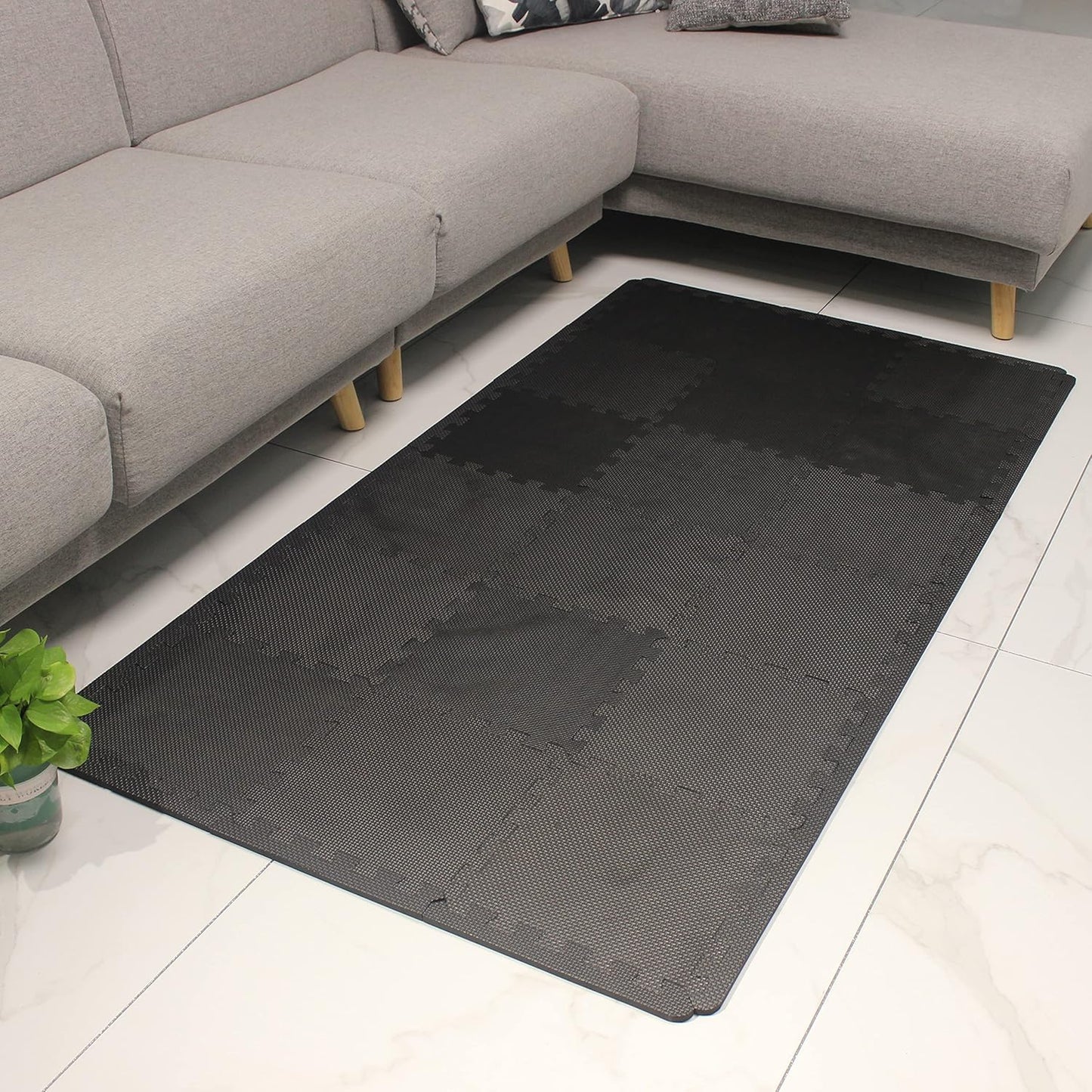 MQIAOHAM® 18 Pieces + 18 Edges Puzzle Play Mats, Soft Baby Play Mat, Kids Interlocking Foam Floor Tiles, Toddlers Carpet Playmats XZ301018-104