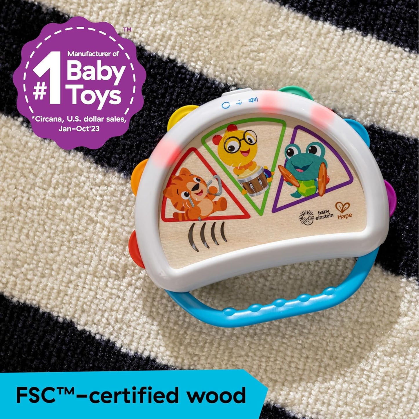 Baby Einstein + Hape Tap & Shake Magic Touch Tambourine, Ages 6 Months and Up