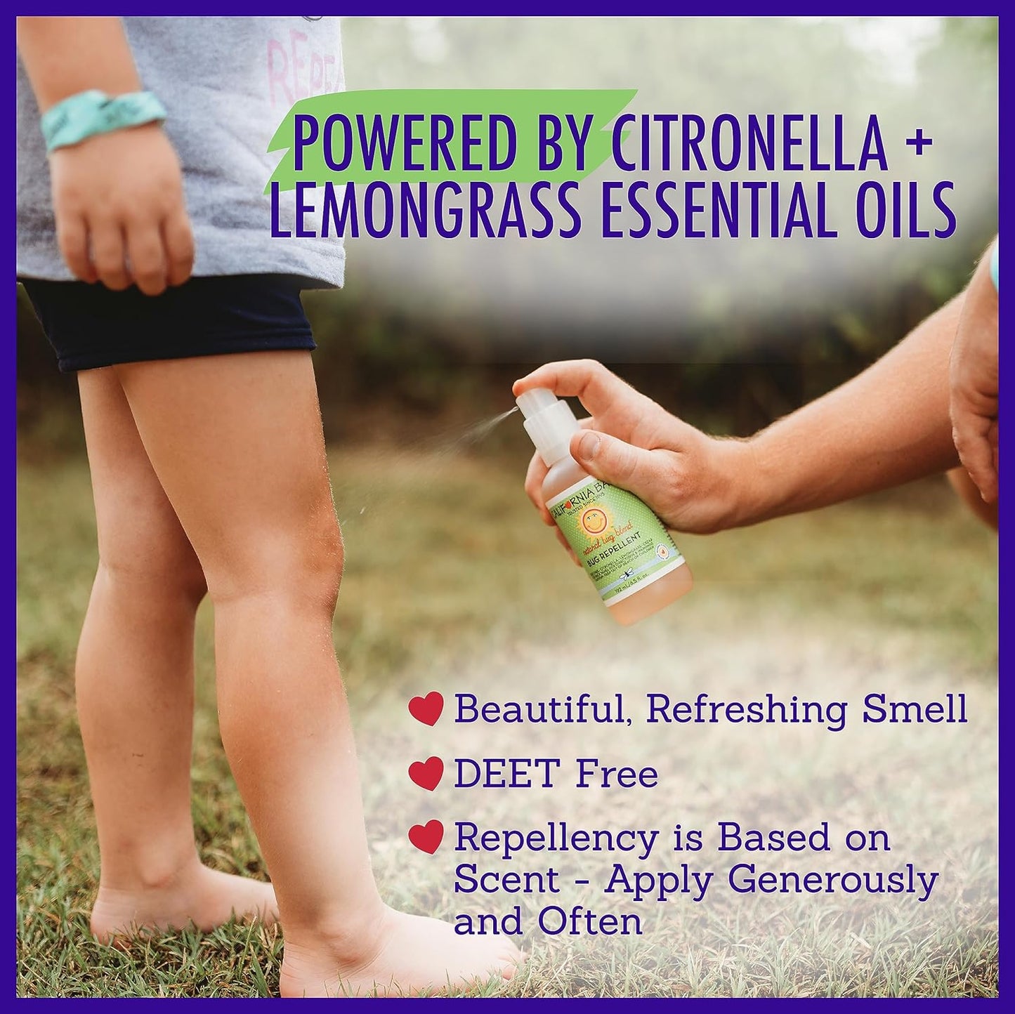 California Baby Natural Bug Repellent Spray | Citronella Bug Spray | DEET-Free | Repels Mosquitoes + Bugs | Allergy Friendly | Great Smell | Baby & Adult Insect Repellent Spray | 59 mL / 2 oz.